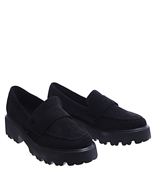 Wsuwane półbuty damskie z zamszu /G13-3 14651 T599/