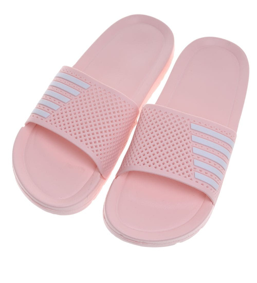 Klapki damskie na basen wodoodporne różowe ażurowe /G6-1 18641 T187/