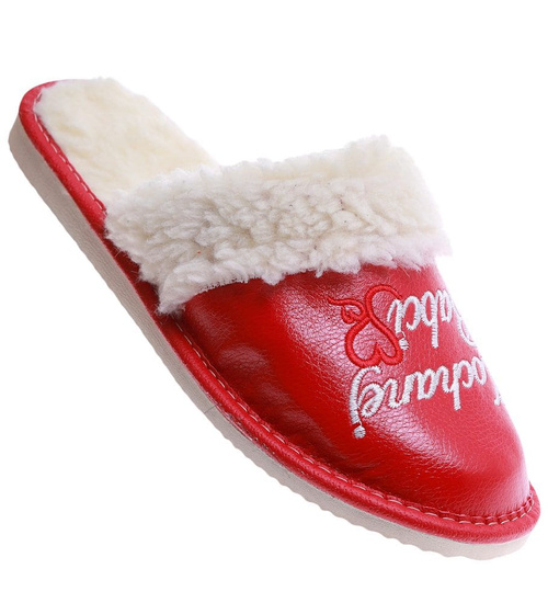 Czerwone ocieplane kapcie na Dzień Babci /F8-1 7376 S197/