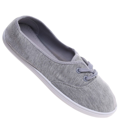 Wiązane damskie tenisówki szare /E8-1 18095 S098/