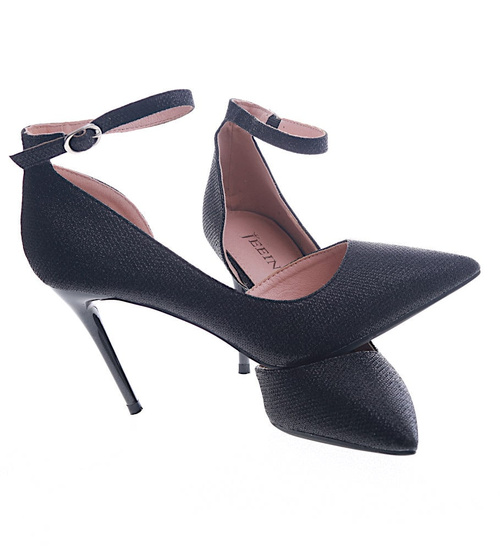 Czarne damskie szpilki czółenka /A3-2 13279 T391/