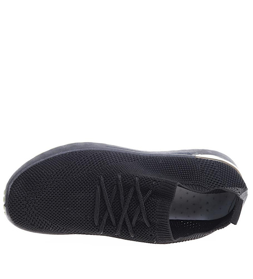 Czarne wsuwane damskie buty sportowe /C1-3 16051 T280/