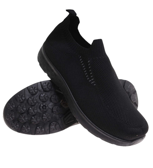 Wsuwane czarne męskie buty sportowe Duże rozmiary /A3-3 17957 S374/