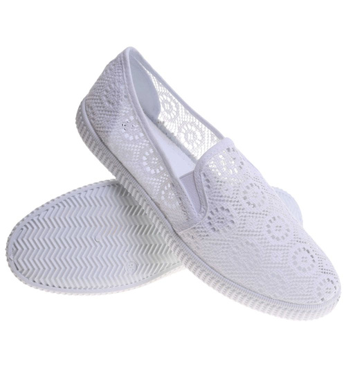 Tenisówki damskie białe ażurowe /G7-2 17807 S293/