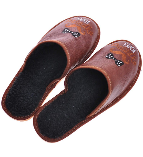 Kapcie Dziadka- skórzane klapki na prezent /D6-1 13082 S18-45/