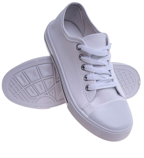 Klasyczne białe trampki z niską cholewką /B4-1 15577 T089/