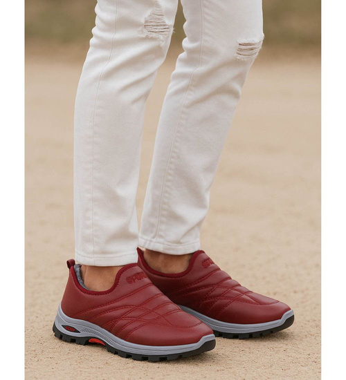 Bordowe buty chłopięce sportowe z ociepleniem /C5-2 18165 T336/