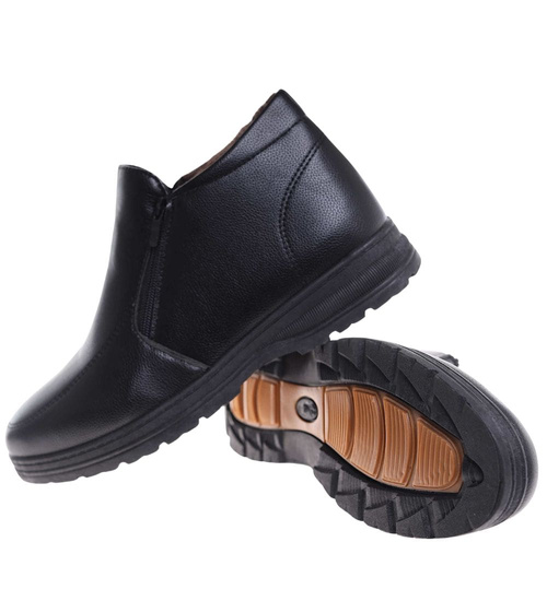 Czarne ocieplane botki męskie z suwakiem /A5-2 18597 T386/