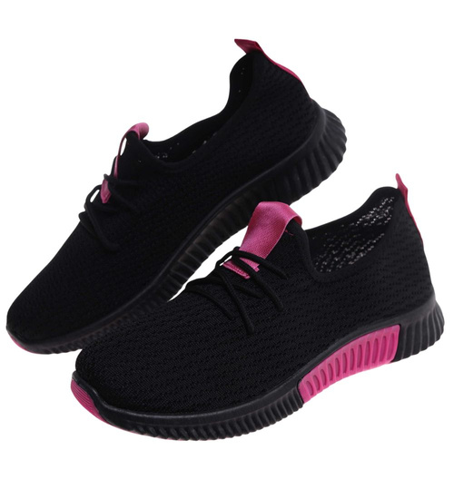 Damskie czarne buty sportowe w dużym rozmiarze /F8-2 18107 T281/