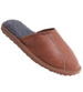 Skórzane kapcie męskie z wełną Brązowe /G8-1 18468 S197/
