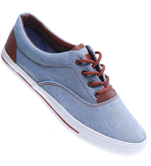 Casualowe męskie trampki z wiązaniami Blue /G2-2 3740 B S199/