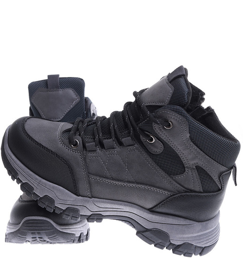 Zimowe szare chłopięce buty trekkingowe /G5-2 15389 T534/