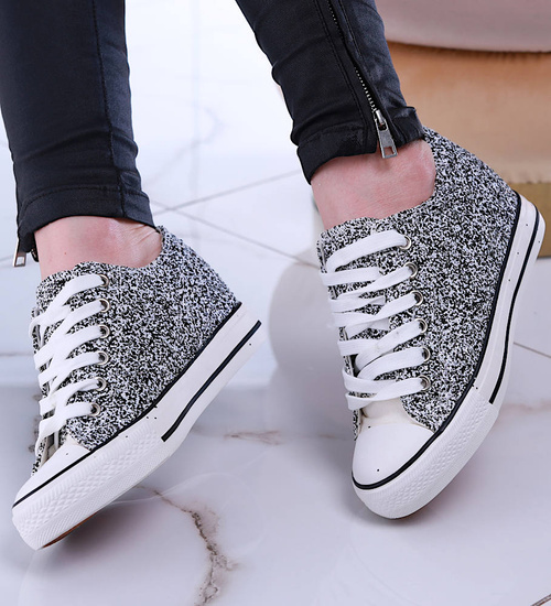 Czarne trampki sneakersy na koturnie /G11-3 13487 T231/