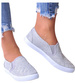 Materiałowe srebrne tenisówki slip on /G7-1 13343 T195/