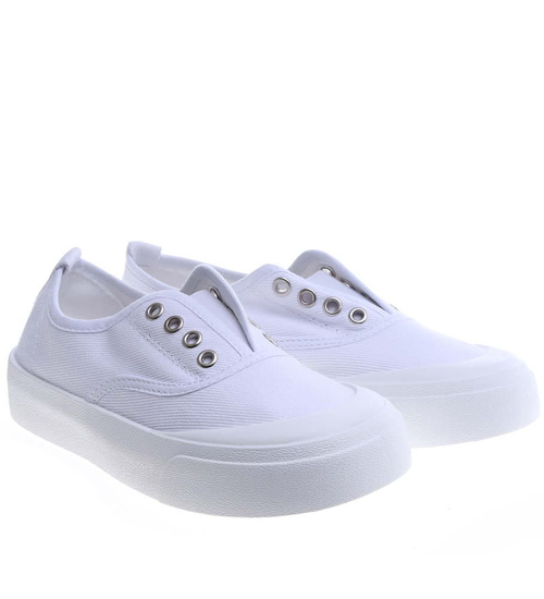 Wsuwane białe trampki na platformie /A10-3 14076 S260/