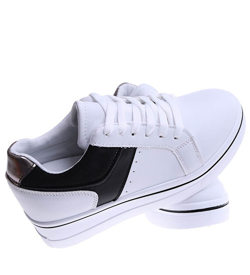 Biało czarne trampki sneakersy na koturnie /G8-2 14889 T405/