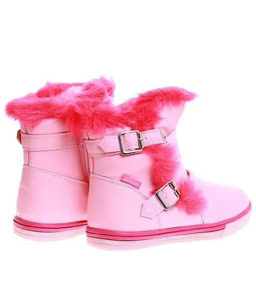 Botki ocieplane różowe dziewczęce kozaki /G8-2 17004 T145/
