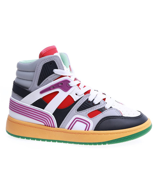 Kolorowe trampki z wysoką cholewką /G2-3 13684 T286/