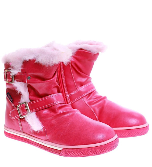 Botki ocieplane fuksjowe dziewczęce kozaki /E3-2 17002 T145/