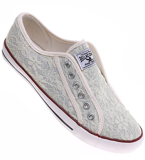 Wsuwane trampki damskie Ecru /A2-1 16492 G8-6/