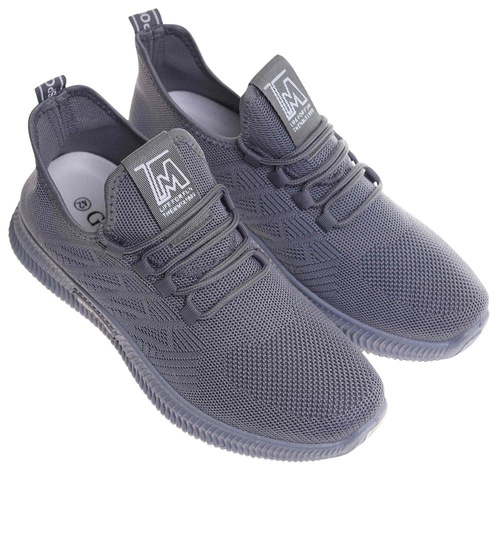 Wkładane męskie szare buty sportowe /C4-1 17997 GF285 +h2/