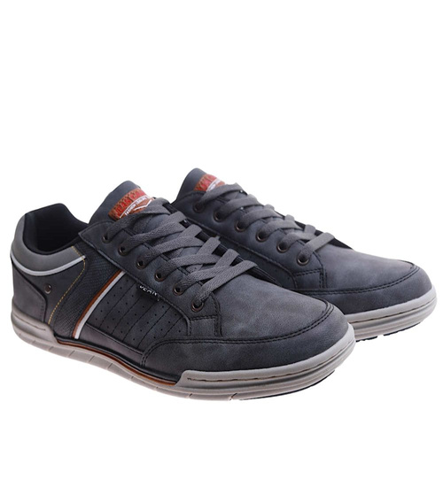 Sznurowane męskie szare trampki nadwymiar /B8-3 17479 T782/