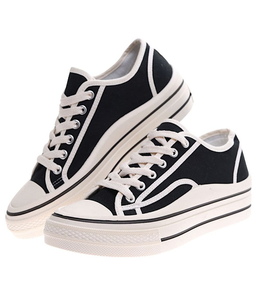 Czarne trampki damskie na platformie /A1-2 13961 S261/