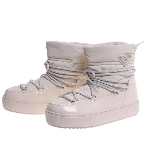 Ocieplane śniegowce damskie Beżowe /F7-2 18570 W343/