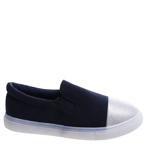 Wsuwane granatowe trampki dziewczęce slip on /D5-2 13683 T004/