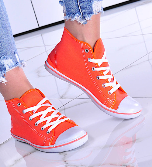 Pomarańczowe trampki damskie /F1-1 7408 S094/