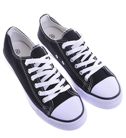 Trampki tekstylne sznurowane Czarne /F3-2 10507 S292/