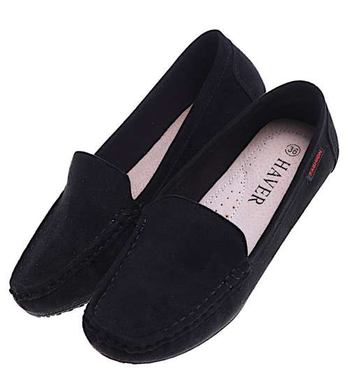 Czarne jesienne baleriny lordsy wsuwane mokasyny /E7-3 14672 T488/ Czarne jesienne baleriny lordsy wsuwane mokasyny /E7-3 14672 T488/