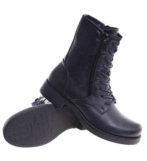 Granatowe botki ocieplane workery damskie /i5-2 h2 18400 W282/