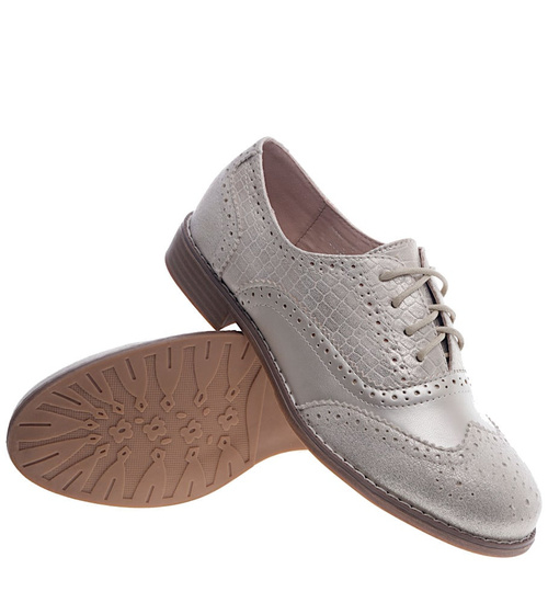 Sznurowane złote półbuty oxfordy /D8-3 13212 S197/