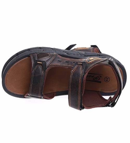 Brązowe męskie sandały rzymianki /B7-1 16502 T300/