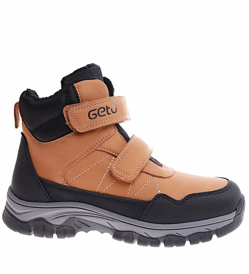 Ocieplane chłopięce buty trekkingowe na rzepy Brązowe /E9-2 17137 T633/