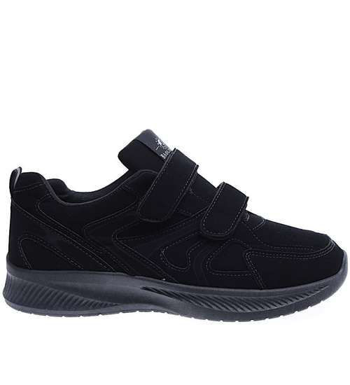 Czarne męskie buty sportowe na rzepy sneakersy /G12-1 15790 T289/