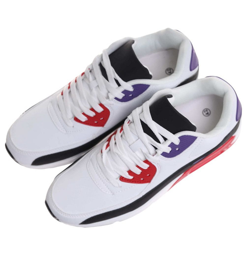 Wiązane biało fioletowe buty sportowe męskie /E9-3 17969 W385/