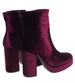 Welurowe botki damskie na platformie Wine /J6-3 H2 18393 G284/