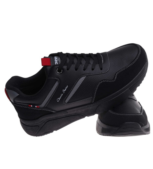 Sznurowane męskie czarne buty sportowe /A10-2 18013 GF585/