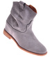 Zamszowe botki damskie na niskim koturnie Szare /D6-3 12260 T296/