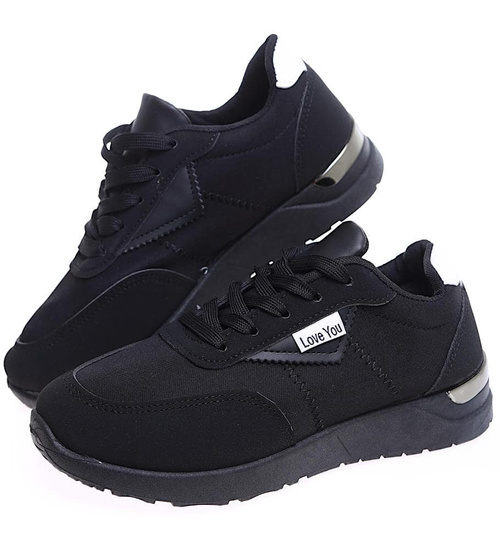 Klasyczne czarne buty sportowe damskie /F1-3 16070 G283/