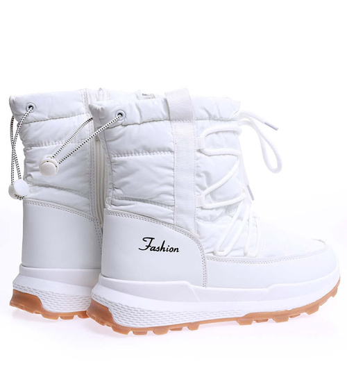 Grubo ocieplane białe śniegowce damskie /E10-1 15333 T565/