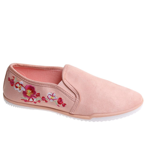 Wsuwane różowe tenisówki flower /F5-2 17875 T142/