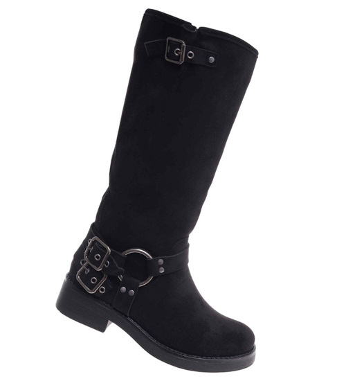 Czarne ocieplane kozaki oficerki /i4-2 h2 18408 G488/