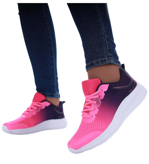 Różowo granatowe damskie buty sportowe /C5-3 17410 T481/