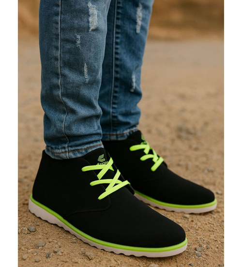 Wysokie jesienne trampki męskie Czarne /E9-2 18053 T230/