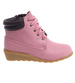 Różowe sznurowane botki na niskim koturnie /E9-2 16625 T7-38/