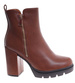 Karmelowe botki damskie na grubym obcasie /B6-2 18402 G284/