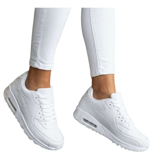 Sznurowane białe buty sportowe damskie /F9-3 18663 T4/